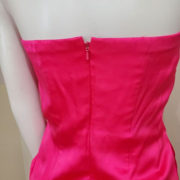 Stephen Yearick Strapless Gown HOT Pink Silk XS 2-4 Tiered Layered Skirt w/Tulle - Picture 6 of 16